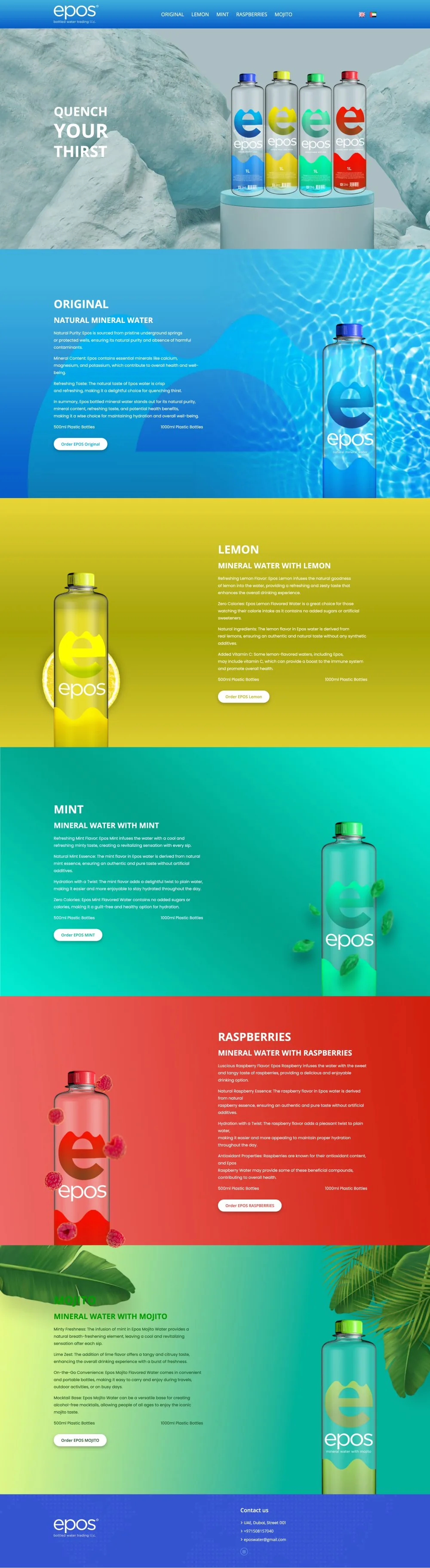 Landing Page для бренда бутилированной воды премиум-класса