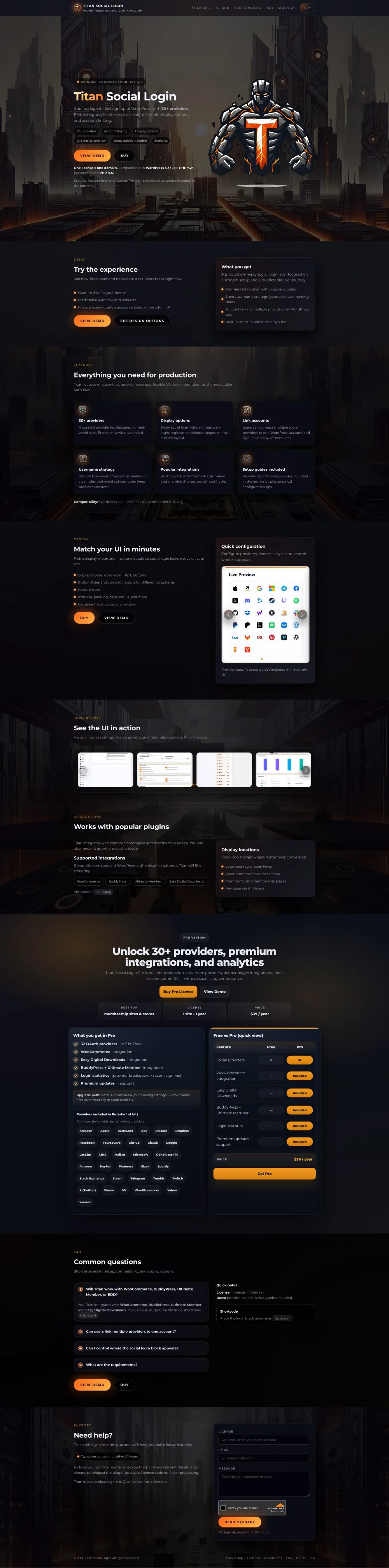 Titan Social Login для WordPress